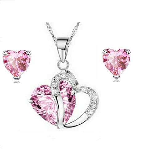 AVA Collections925 Sterling Silver Women Necklace Earrings Jewellery Set Cubic Zirconia Gift Box for Party Wedding Vacation Christmas Xmas Gifts