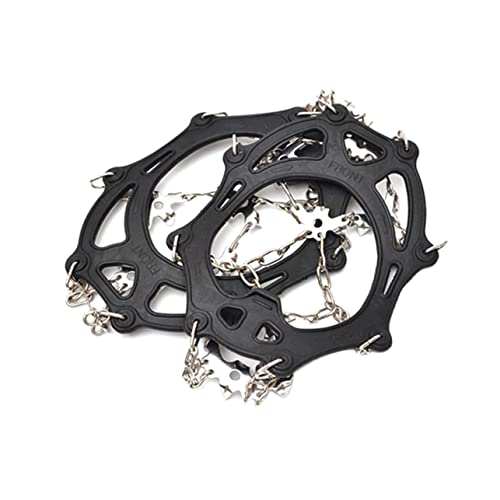 Yardwe 19-Tooth Mountaineering Crampons Anti-Skid Ice Snow Grips for Outdoor Shoes Black l Size Strong Traction Wear-Resistant