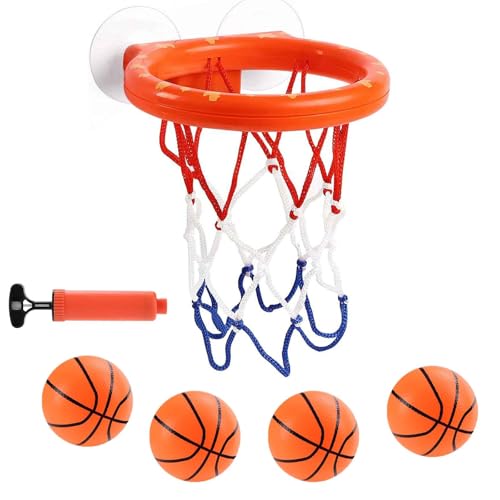 Product Image of the Cyfie Bath Toys for Toddlers - Bathtub Basketball Hoop Set with 4 Balls for Kids Ages 3-8 - Suction Cup Shower Toy for Boys and Girls