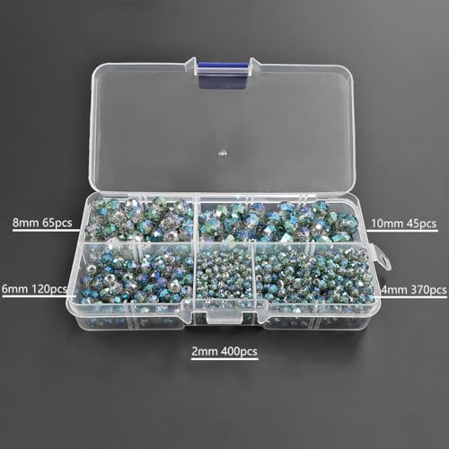 Image of Clear Green Rondelle Glass Beads for Jewelry Making, Faceted Briolette Crytal Spacer Beads for Bracelet Necklace Earring (2mm 4mm 6mm 8mm 10mm Mixed Sizes, 1000pcs)