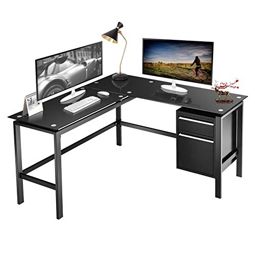 Best Black Glass LShaped Desk For Your Home Office