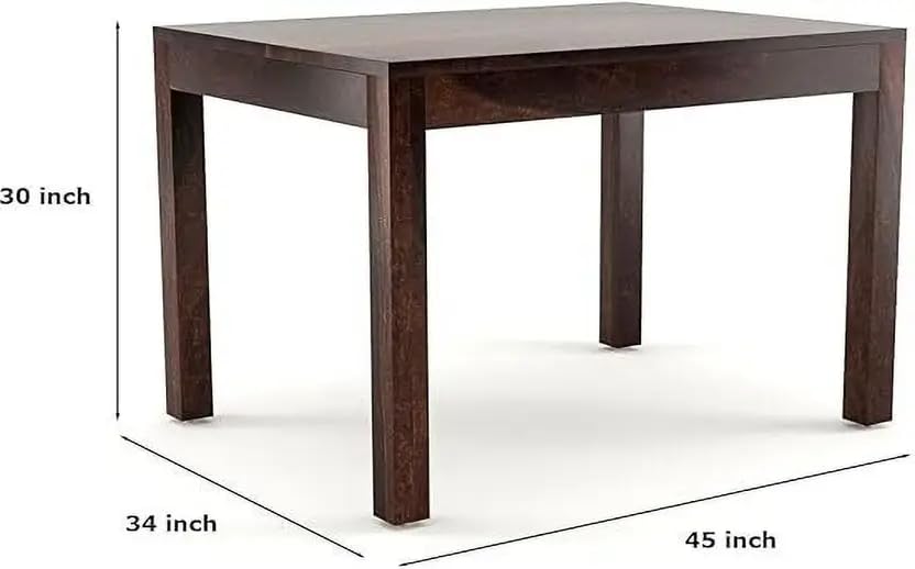 Image of RECTART Solid Wood Dining Table Set with Chairs for Living Room Home | Wooden Dining Room Sets Furniture for Hotels and Restaurants | (Walnut Finish, 4 Seater-D)