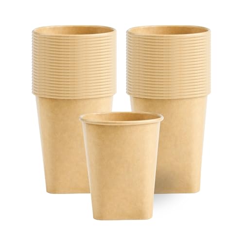 Image of Coppetta 13 Ounce Dessert Cups, 50 Greaseproof Ice Cream Cups - Lids Sold Separately, Square Bottom, Kraft Paper Yogurt Bowls, Disposable, For Sundaes, Mousse Or Puddings - Restaurantware