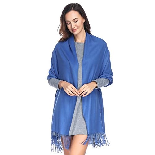 HOYAYO Pashmina Shawls and Wraps Winter Warm Soft Scarf for Women Blue