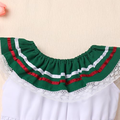 IBTOM CASTLE Toddler Baby Girl Mexican Fiesta Dress with Headband Floral Embroidery Romper Dress Traditional Sundress4