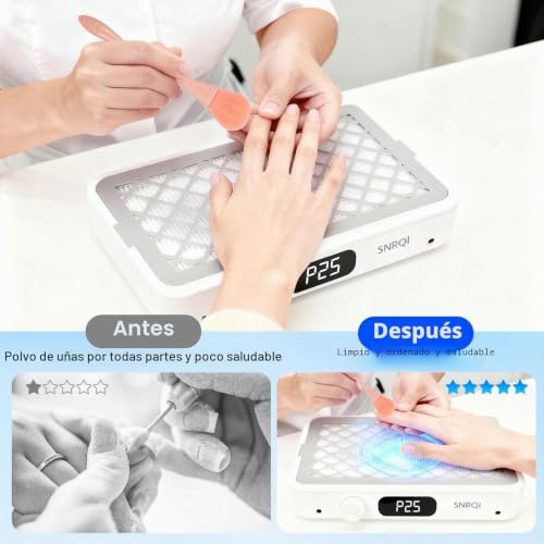 Extractor de polvo de uñas potente de 120W con doble succión 5