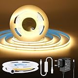 Auting Striscia LED COB da 6 m, luce bianca calda, dimmerabile, 2700 K, CRI 92+, ad alta densità, 8 mm di larghezza, striscia LED per sottopiano, TV, cucina, soggiorno, fai da te