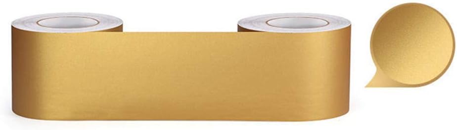 Self-Adhesive Wallpaper Border Peel and Stick Wall Border Sticker Home Ceiling Decorative Border for Bathroom Living Room Kitchen Matt Gold 15CM X 500CM