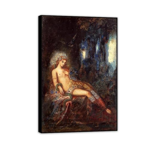 Poster Gustave Moreau Déesse sur les rochers toile tableau art noir 45x30cm