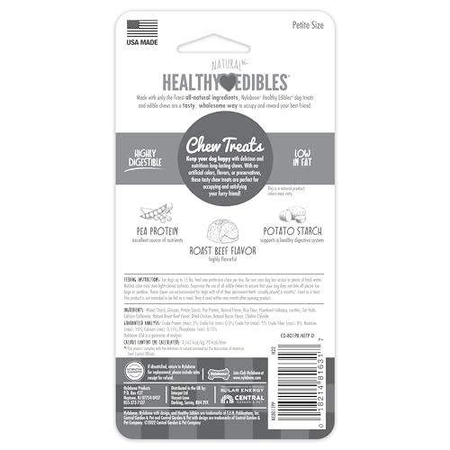 Image of Nylabone Healthy Edibles Natural Dog Chews Long Lasting Roast Beef Flavor Treats for Dogs, X-Small /Petite (2 Count) (Pack of 2)