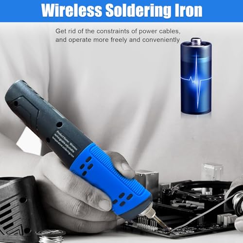 ANBES Cordless Soldering Iron Kit - 5V 8W USB Rechargeable Solder Iron Pen with Digital Display & LED Spotlight, Adjustable Temperature, Auto-Sleep Mode, Portable Soldering Tools for Electronics