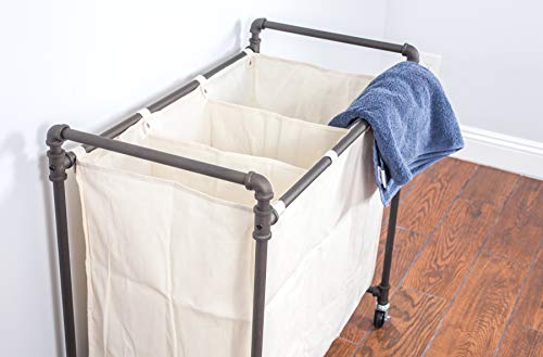 Real Home Innovations 028-28003 Modern Industrial Style 3 Section Laundry Sorter, 33.24” W x 17.10” D x 30.50”H, Satin Pewter by Real Home Innovations - Image 3