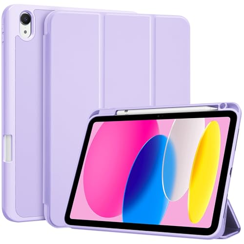 ProCase for iPad (A16) 11th Generation 11 Inch 2025/ iPad 10th Generation 10.9 Inch 2022 Case with Pencil Holder Hybrid Cover with Soft TPU Back Supports Touch ID Auto Wake/Sleep -Purple