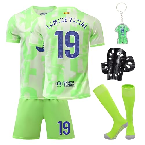 Pardofelis Trikot Fussball Jungen, Fußball Trikot Kinder Football Trainingsshirt Jersey, Fussball Trikot mit T-Shirt Shorts Socken und Schienbeinschoner Set (Grün, 26)