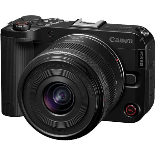 Image of Canon EOS R50 V Mirrorless Camera for Content Creators with 14-30mm F4-6.3 is STM PZ Lens Kit 6895C012 Bundle with Deco Gear Photography Bag + Microphone + Monopod + Tripod Grip & Accessories