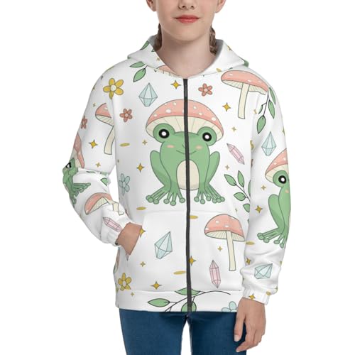 Frog and Mushrooms Kid Hoodies Boys Zip Up Sweatshirts Girls Pullover with Pocket3