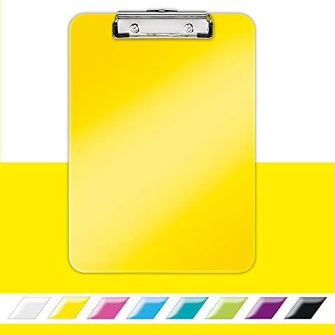 Leitz 39710016 A4 Clipboard, Rigid Plastic, WOW Range, Yellow Cover