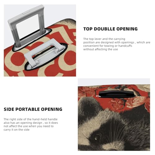 Raccoon With Flowers Roses Its Head Elastic Travel Luggage Covers Dustproof Scratch-Resistant Suitcase Protector Fit 22-24 Inch3
