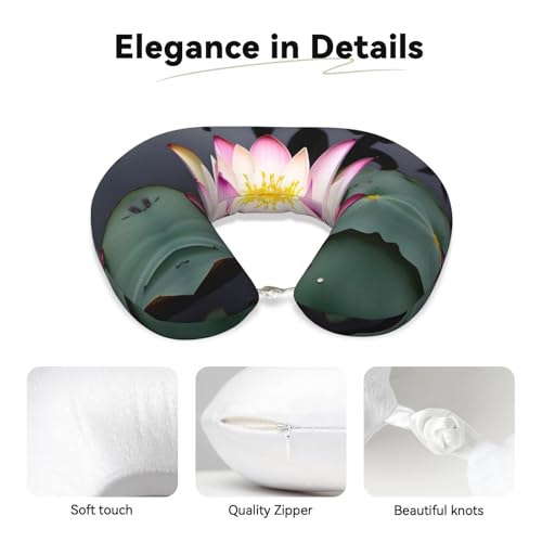 Almohada de viaje con diseño de flor de loto negro miniatura 4
