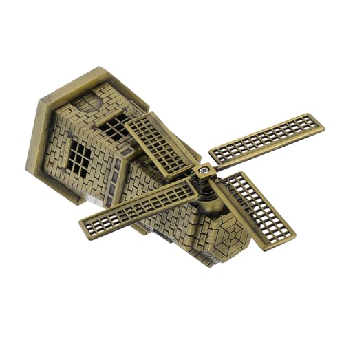 LOLIPPYY Windmühlenmodell Bronzefarbig Deko Windmühle Handgefertigt Kreatives Windrad Modell für Schreibtisch Robustes Zinklegierung Material Stilvolle Wohnraumdekoration Geschenkidee