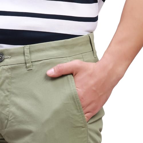 Image of Parx Men's Cotton Blend Solid Pattern Low Rise Tapered Fit Flat Front Casual Trouser