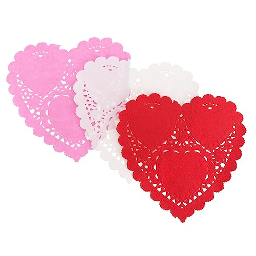 NAMOARLY Valentine's Day Heart Doilies 300 Count Paper Place Mats Wedding Decor Mini Doily Paper Pad Food-grade Material