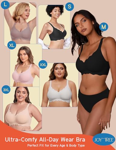 Image of JOYTREE Silky Bras for Women No Underwire V Neck Bralettes for Women Cloud Feel Everyday T Shirt Bra with Extender