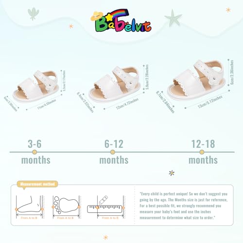 Image of Babelvit Infant Baby Girl Boy Sandals Comfort Premium Summer Outdoor Casual Beach Shoes with Flower Bowknot Anti Slip Rubber Sole Newborn Toddler Prewalker First Walking Shoes