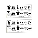 POPETPOP 2 Pegatinas para Clasificación de Ropa y Zapatos Etiquetas Adhesivas Removibles para Armario Decorativas y Funcionales para Organizar Vestidor