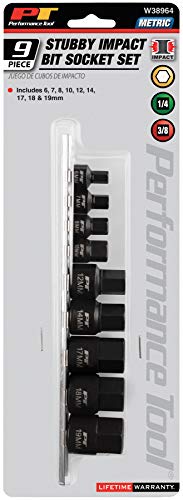 Performance Tool W38964 9-Piece Impact Metric Hex Bit Socket Set #TOP1