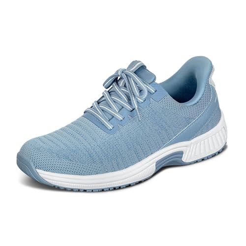 Orthofeet Women's Orthopedic Blue Knit Kita Hands-Free Sneakers, Size 8.5