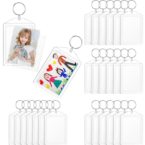 Image of Hicarer Acrylic Photo Insert Keychain 2 x 3 Inch Double Sided Blank Picture Keyring DIY Custom Personalized for Women Men