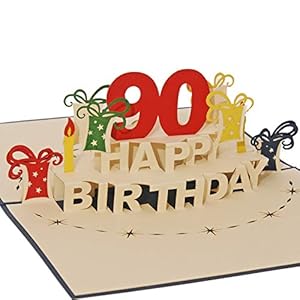 Favour Pop Up® – 3D Glückwunschkarte zum runden 90. Geburtstag. Ein filigranes Kunstwerk, das sich beim Öffnen als…