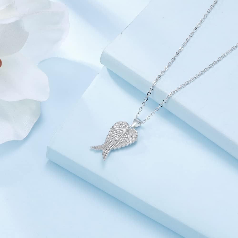 Wings Necklace 925 Sterling Silver Angel Pendant Necklace for love and free Jewelry Gift for Women with gift box - Image 2