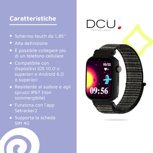 DCU TECNOLOGIC - Smartwatch per bambini con Sistema Android - Whatsapp - Posizionamento GPS - Videochiamate - Tasto SOS - Controllo genitori - Colore: Nero - 5