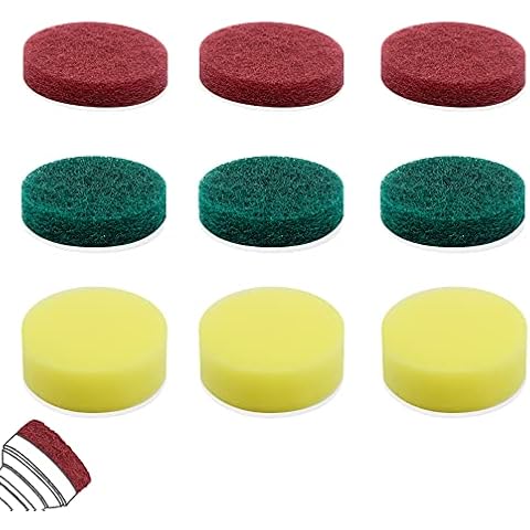 9 x 3-in-1 Cleaning Pad Kitchen Pad Set for Bosch 6033 Battery Cleaning Brush - Universal Cleaning Accessories Compatible with Bosch Cleaning Brush for Pool Tiles, Sinks, Bathtubs, Ceramic Cover
