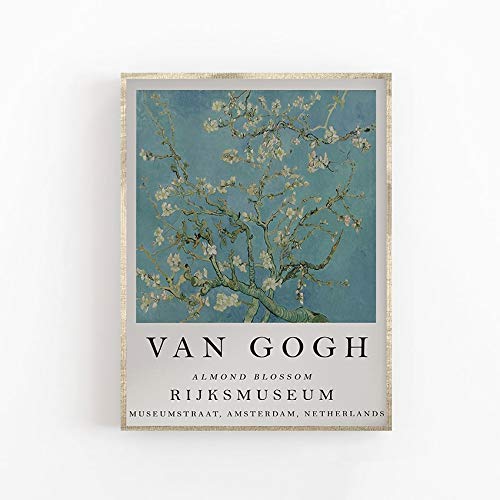 Van Gogh Exhibition Poster, Almond Blossom, Wall Art Decor, Scenery, Nature, Abstract, Vintage Frameless Canvas Painting T 60x90cm
