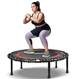 BCAN 450/550LBS Rebounder Trampoline for Adults, 40'/48' Foldable Mini Trampoline with Durable Bungees, Quiet & Stable Exercise Rebounder Trampoline for Indoor/Garden Workout- 40IN-Red