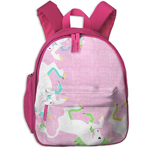 Preisvergleich Produktbild Kinderrucksack mädchen,Regenbogen-Einhörner, die auf rosa Leinenblick einkreisen Background_4385 - Eclectic_House, für Kinderschulen Oxford-Stoff (Rosa)