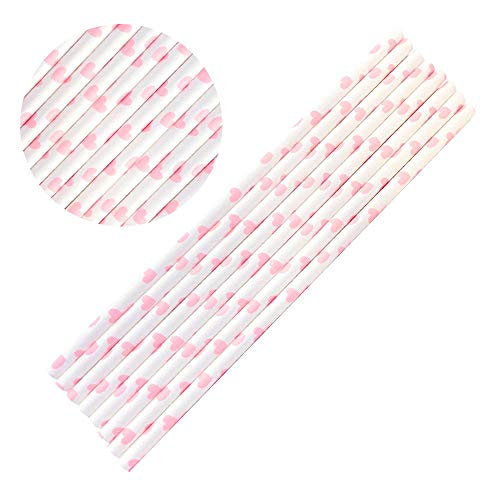 Pitillos para fiesta con diseño de corazones rosa claro 24 pcs miniatura 2