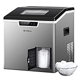 Anbull 2 in 1 Ice Maker & Shaver Machine, 44lbs/24H Compact Round Ice Maker Countertop with Ice Crusher, Portable Stainless Steel Crushed Ice Maker, for Home/Office/Restaurant/Bar