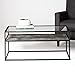 Walker Edison Modern Reversible Shelf Rectangle Coffee Table Living Room Accent Ottoman Storage Shelf, 40 Inch, Marble and Concrete