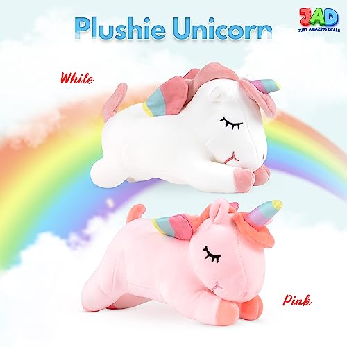 Just Amazing Deals Unicorn Stuffed Animals Set Of Two (2) Plushies, 12 Inch, Big Cuddly Soft Cute Pink White Rainbow Lovable Alicorn Birthday Gifts Pillows Toys For Girls #TOP1
