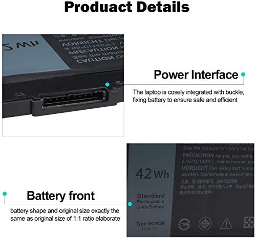 Image of Laptrix WDXOR Laptop Battery Compatible with Dell Inspiron 13 7378 13 5000 5378 5368 15 7579 5567 5568 5578 7570 7569 Inspiron 5000 7000 17 5000 Series Laptop