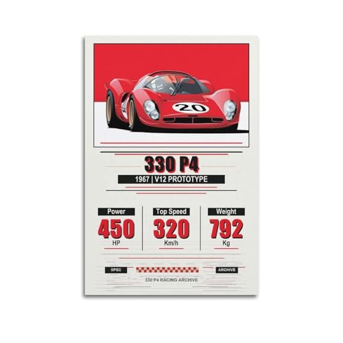 Affiche 330 P4 OKAHYS Toile Automobile Italienne pour Salon, Salle de Jeux et Chambre 60x90