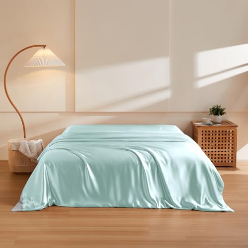 THXSILK Silk Duvet Cover King Size 1 Pack 100% 6A+ Top Grade Mulberry Silk Luxury Breathable Bedding Upscale Series Quilt Comforter Cover with Corner Ties, No Quilt/Comforter, Light Blue
