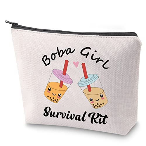 Zjxhpo Pearl Bubble Milk Tea Lover Cosmetic Bag Boba Girl Survival Kit Boba Lover Toiletry Bag Boba Drinker Makeup Bag With Zipper Gift (Boba Girl Kit) #TOP24