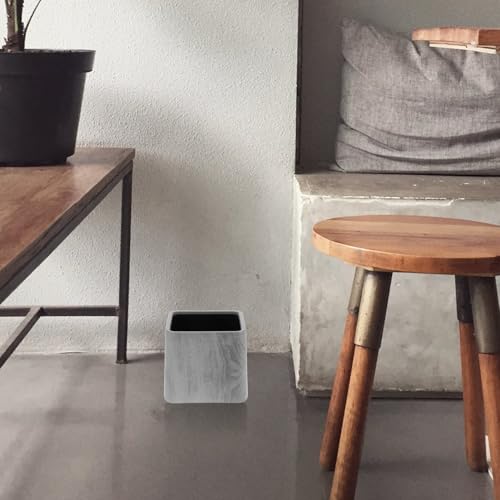 Caneca de basura gris con tapa basculante simulación madera miniatura 6