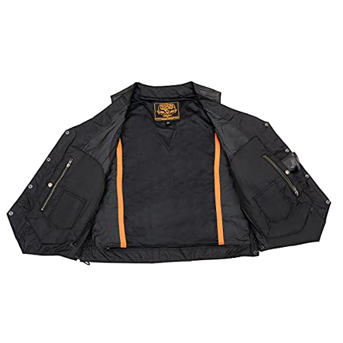 Image of Milwaukee Leather Men's Premium Leather Western Style V-Neck Motorcycle Rider Vest with Front Snap Closure |LKM|ML|SH