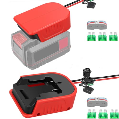JREDK 2Pcs Power Wheel Adapter for Bauer 20V Battery Dock Power Connector with Switch& Fuse&14 AWG Wire& Wire Terminals Power Convertor Power to DIY RC Trucks RC Toys Robotics Led Lights